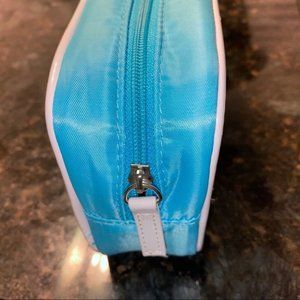 Bliss Makeup Pouch Bag Case Blue White Trim Zipper